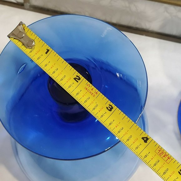 Set of 2 Cobalt Blue Crystal Champagne Cocktail Glasses dessert glass coupes 12z - Picture 9 of 9